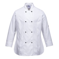 Portwest Womens Rachel Chef Jacket Hospitality Cook MeshAir - White