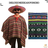 PREMIUM MEXICAN PONCHO Spanish Costume Wild West Cowboy Party Bandit 12467