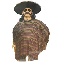 PREMIUM MEXICAN PONCHO Spanish Costume Wild West Cowboy Party Bandit 2180