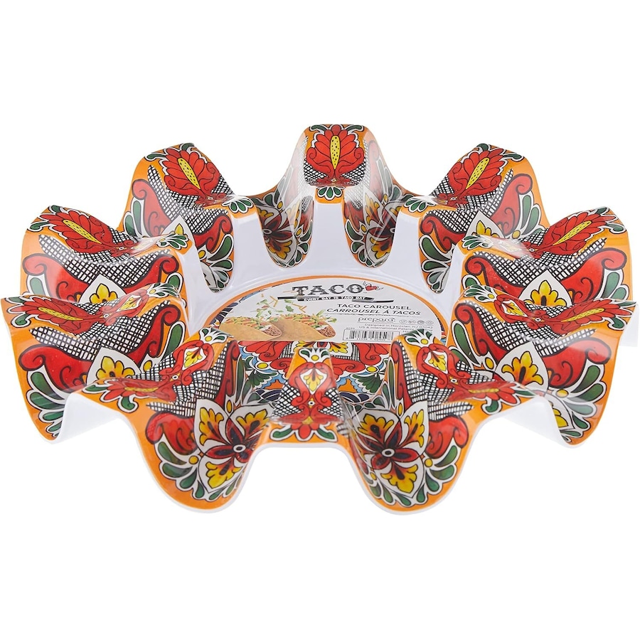 Prepara Ten Taco Carousel 10 Mexican Taco Holder in Yellow/White