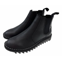 Ripple Sole Mens Ducatti Chelsea Desert Boots Leather Shoes Slip On - Black