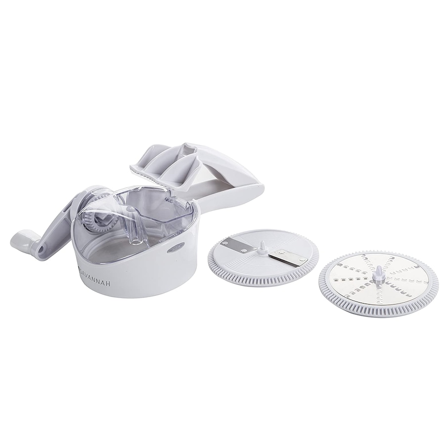 Savannah Sav-1044 Multi Rotary Grater & Slicer - 2 Blades, White/Stainless Steel