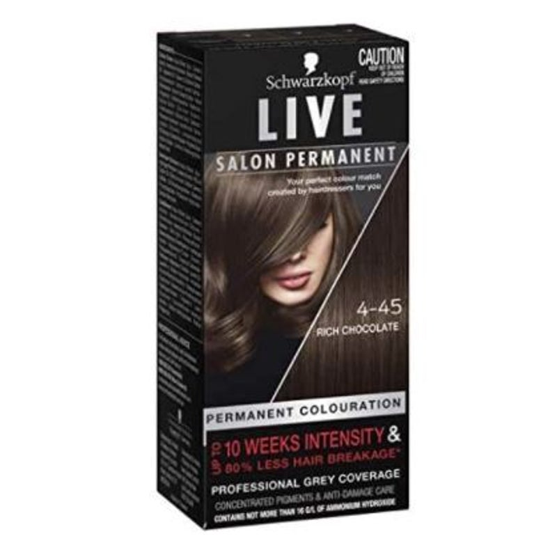 Buy Schwarzkopf Live Salon Permanent Hair Colour 4-45 - Rich Chocolate  Brown - MyDeal
