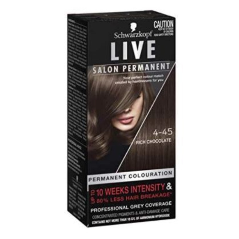 Buy Schwarzkopf Live Salon Permanent Hair Colour 4-45 - Rich Chocolate Brown - MyDeal Buy Schwarzkopf Live Salon Permanent Hair Colour 4-45 - Rich Chocolate Brown - MyDeal