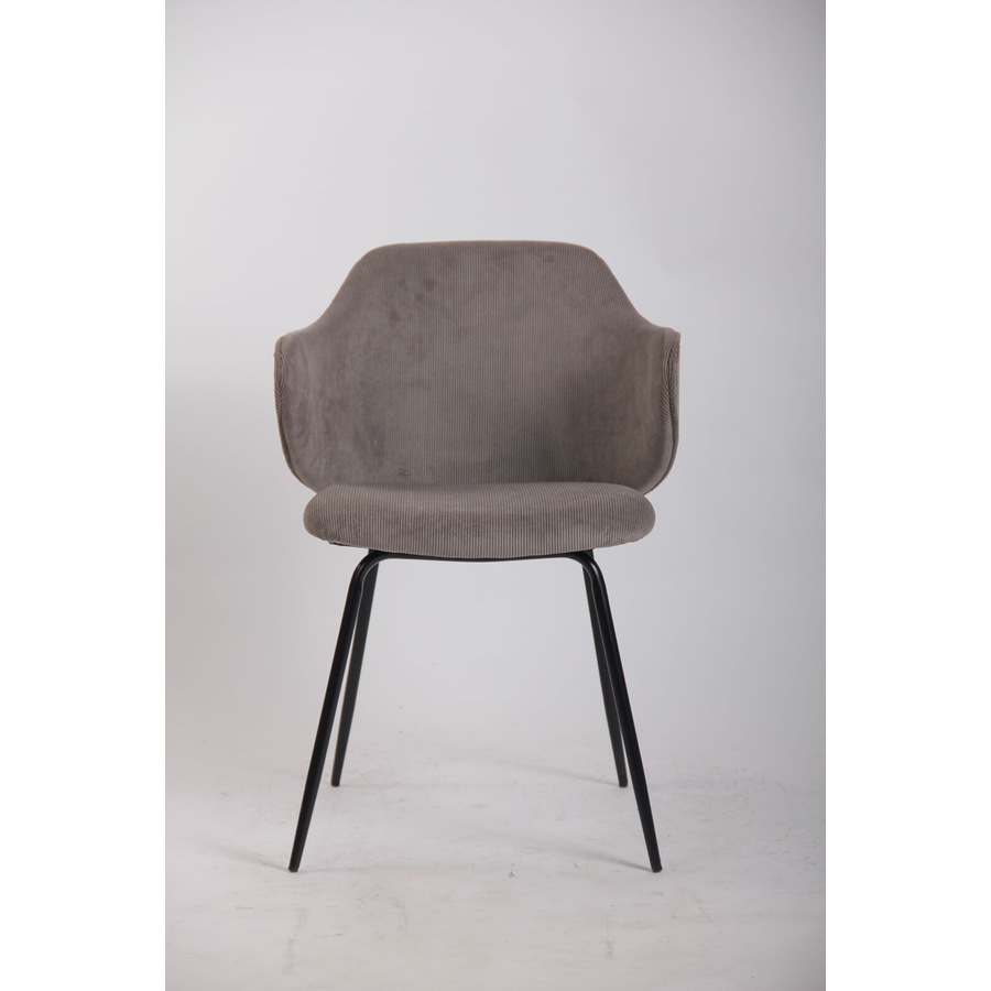 Set of 6 Dining Chairs with Corduroy Cord Fabric in Grey