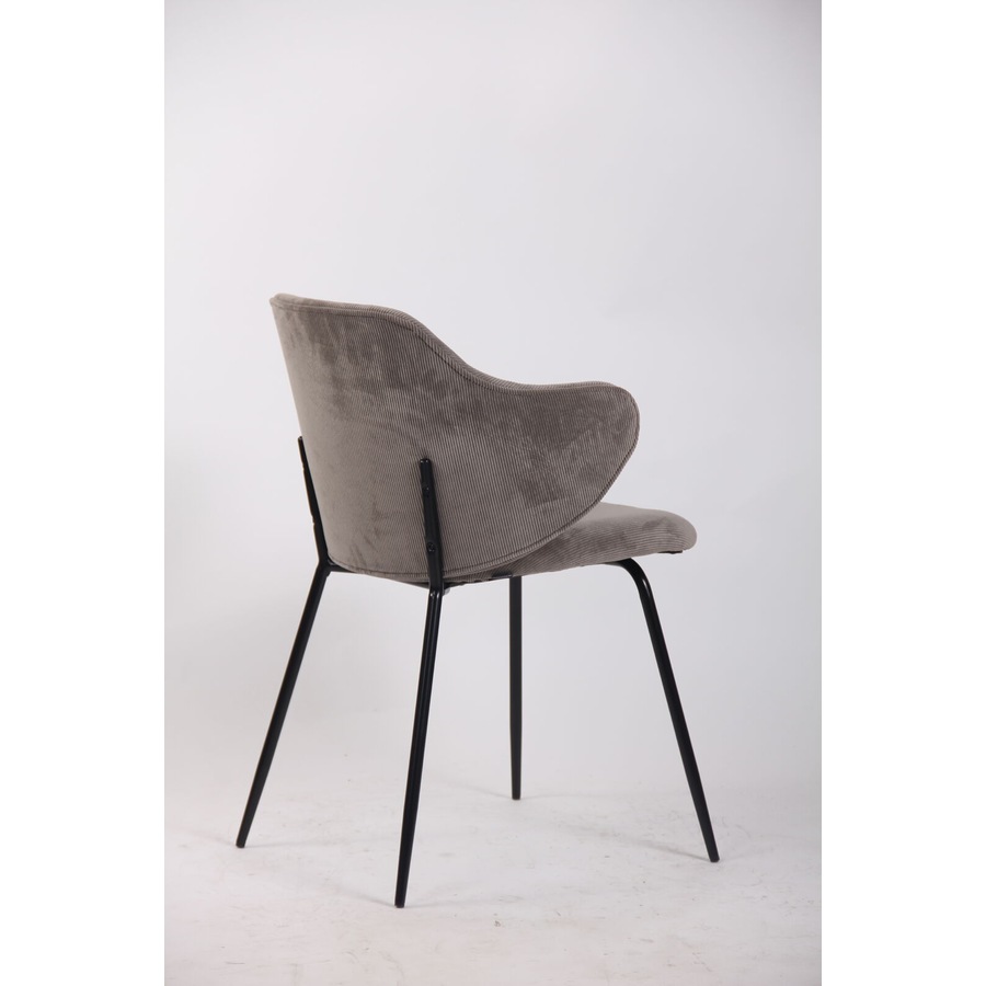 Set of 6 Dining Chairs with Corduroy Cord Fabric in Grey