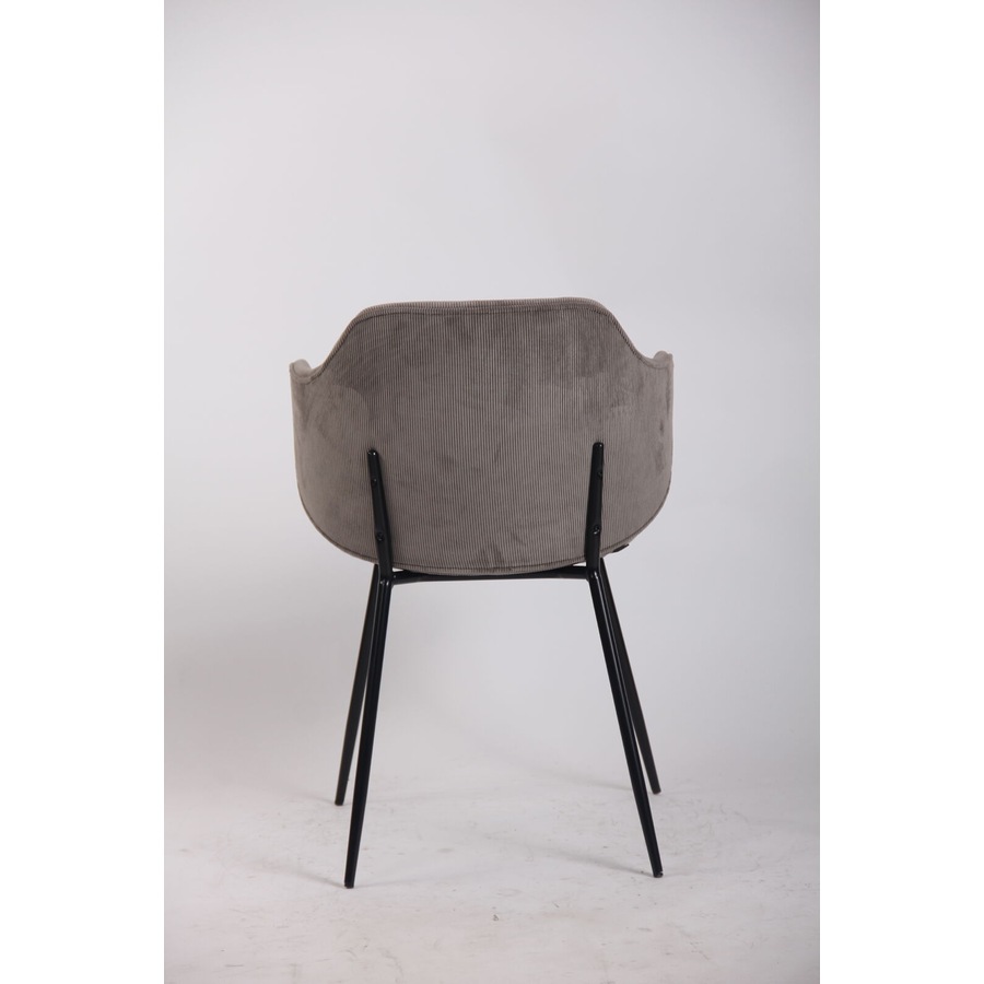 Set of 6 Dining Chairs with Corduroy Cord Fabric in Grey