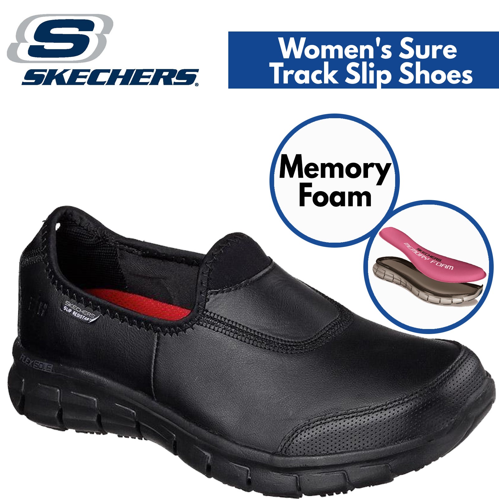 skechers memory foam shoes slip on