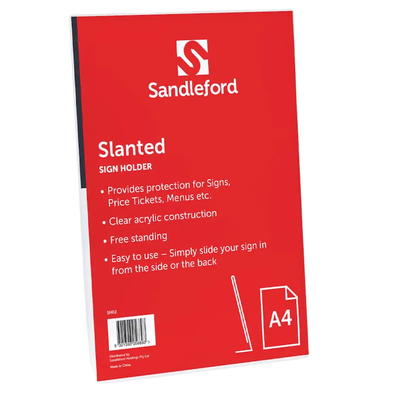 Buy Slanted A4 Sign Holder Portrait W210 x D65mm x H297mm - MyDeal