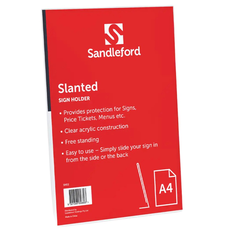 Buy Slanted A4 Sign Holder Portrait W210 x D65mm x H297mm - MyDeal