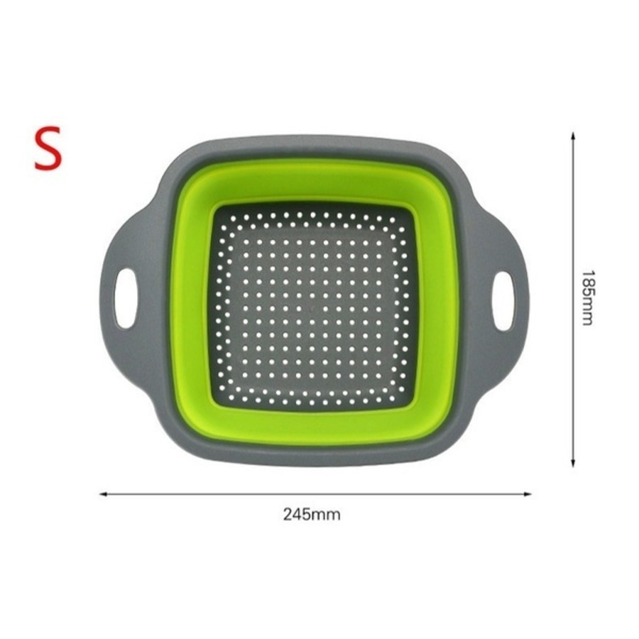 Square Draining Basket Collapsible Silicone Kitchen Storage Bag Fruit and Vegetable Basket Folding Filter