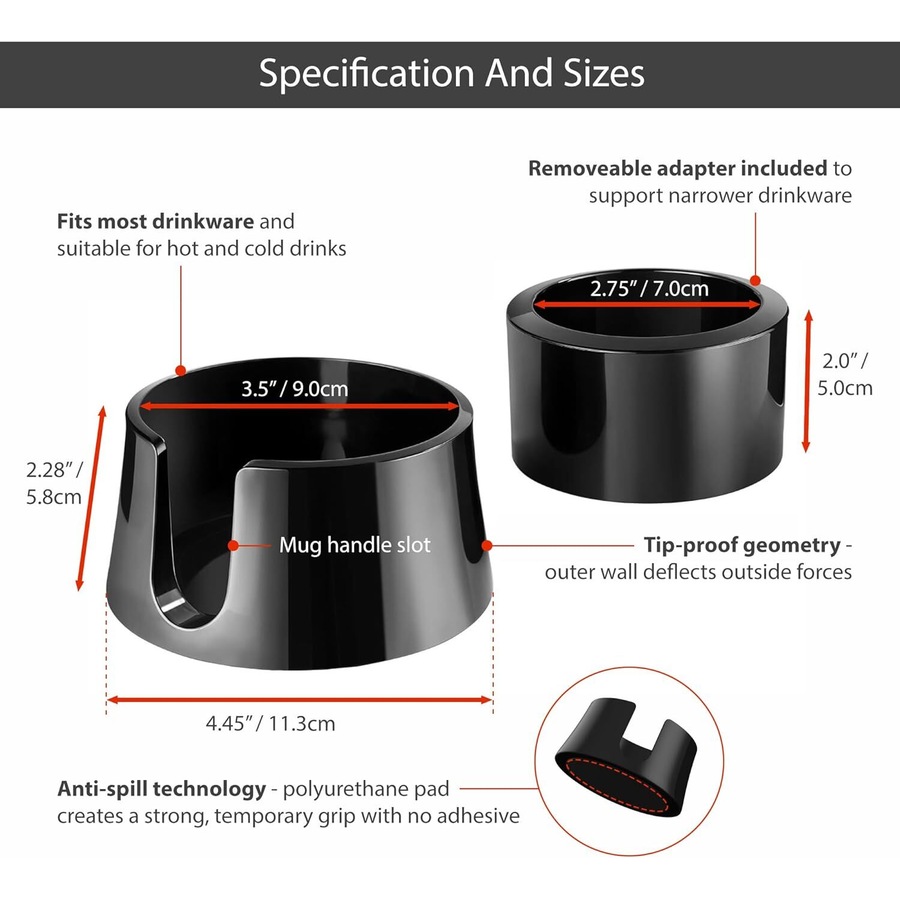 Table Coaster Anti-Spill Drink Holder Tray Couch Seat Car Office Travel - White