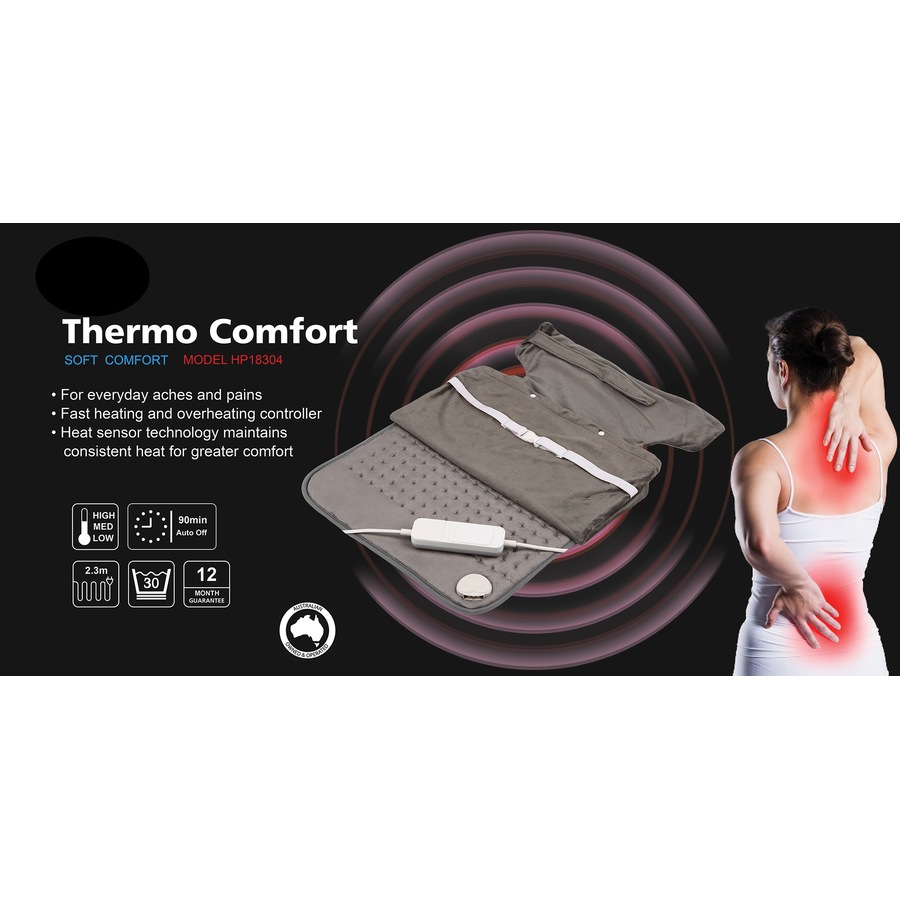 Large Thermo Comfort HEAT PAD Electric Pain Relief Heated Heating Mat w/ Chair Attachment