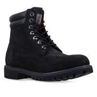 Timberland Mens 6" Double Collar Boots Leather Shoes Lightweight - Black Nubuck