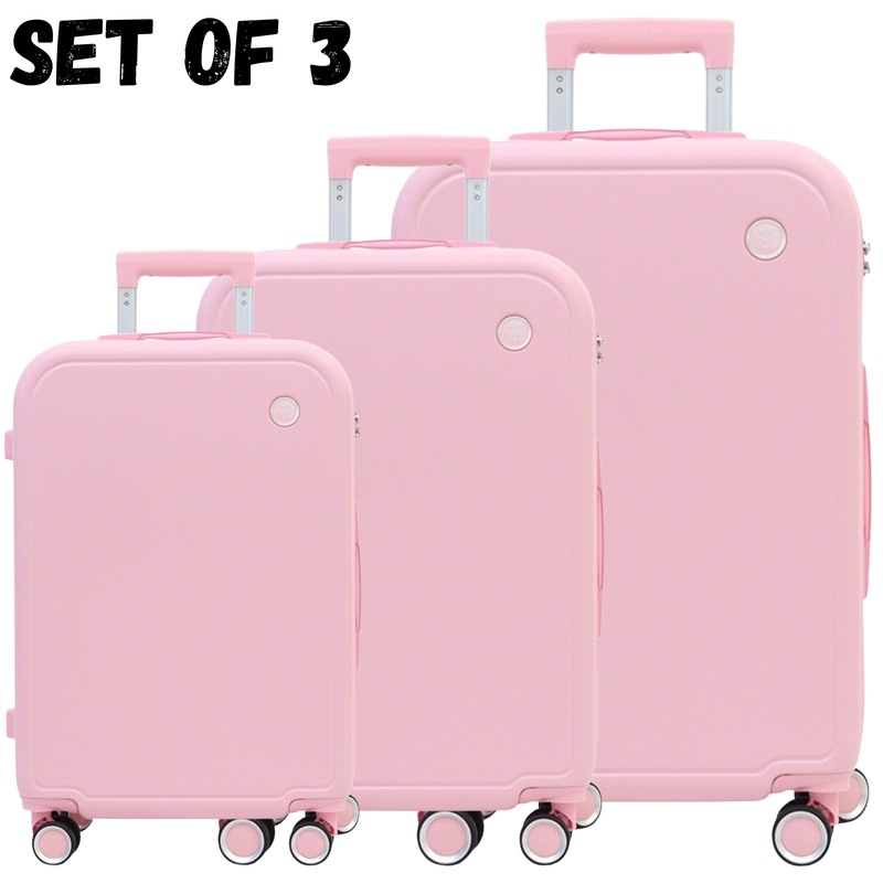 Buy TPartner 3Piece Hardshell Luggage Bags Travel Trolley TSA Pink