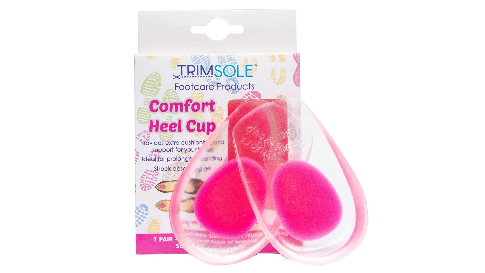 TRIMSOLE Womens Comfort Heel Cup Silicone Gel Pad Cushion Insoles Inserts (1 Pair)