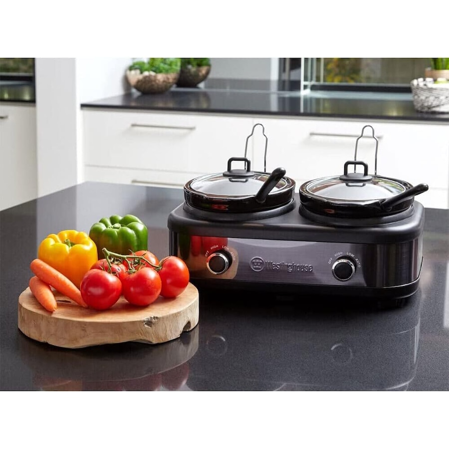 Westinghouse 2 Pot Slow Cooker - Black/Stainless Steel WHSC06KS