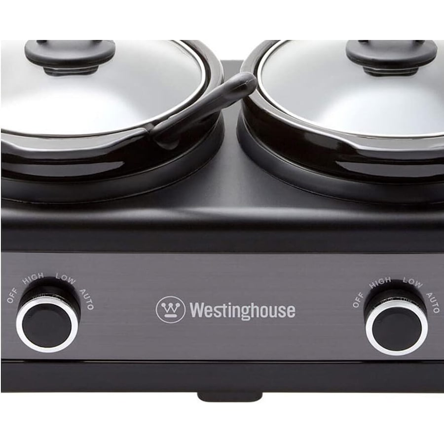 Westinghouse 2 Pot Slow Cooker - Black/Stainless Steel WHSC06KS