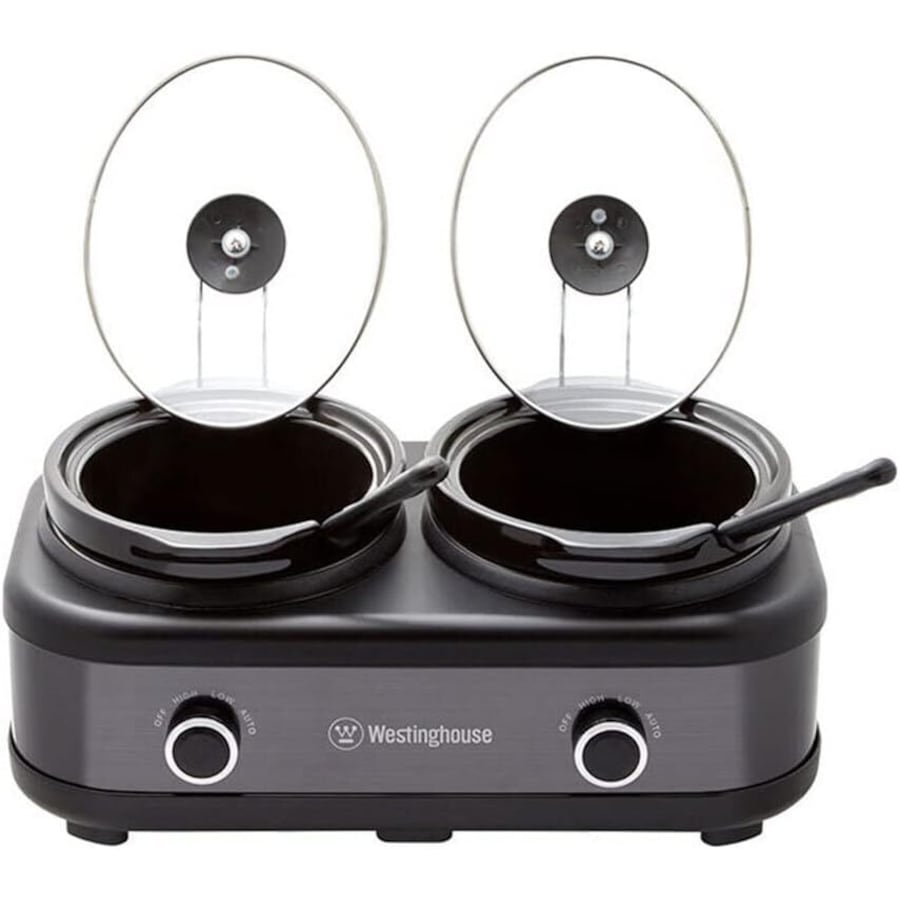 Westinghouse 2 Pot Slow Cooker - Black/Stainless Steel WHSC06KS