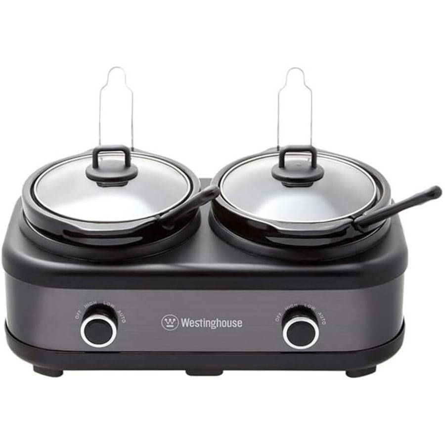 Westinghouse 2 Pot Slow Cooker - Black/Stainless Steel WHSC06KS
