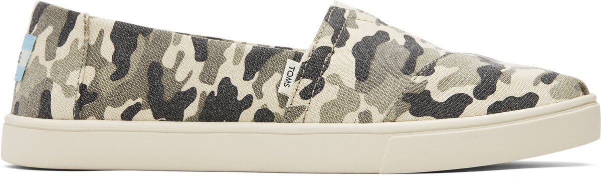 Toms Tan Black Dirty Olive Green Camouflage Print Slip On Loafer Alpargata hotsell Shoes