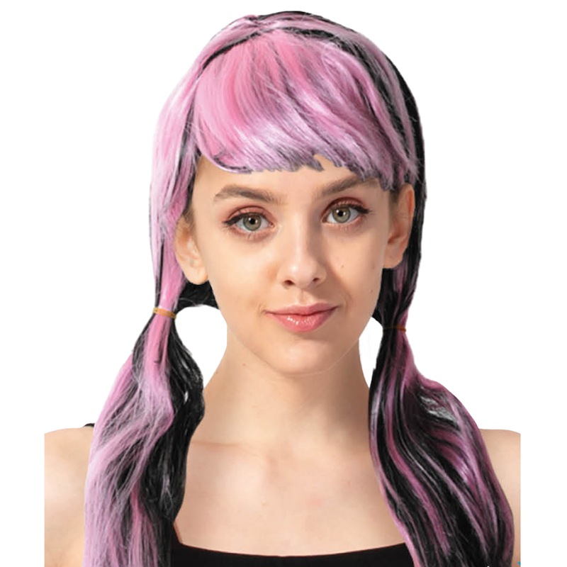 Buy Women's Pigtail Long Wig Costume Halloween Witch Gothic Vampire Black/Pink MyDeal