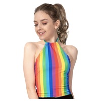 Womens RAINBOW HALTER Top LGBT Gay Lesbian Gay Pride Tank T-Shirt