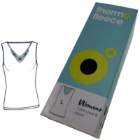 Womens V-Neck Pure Merino Wool Thermal Tank Top Lace Motif Singlet Thermals