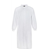 WorkCraft Long Sleeve Dust Coat w Cuff Full Length w Mandarin Collar - White