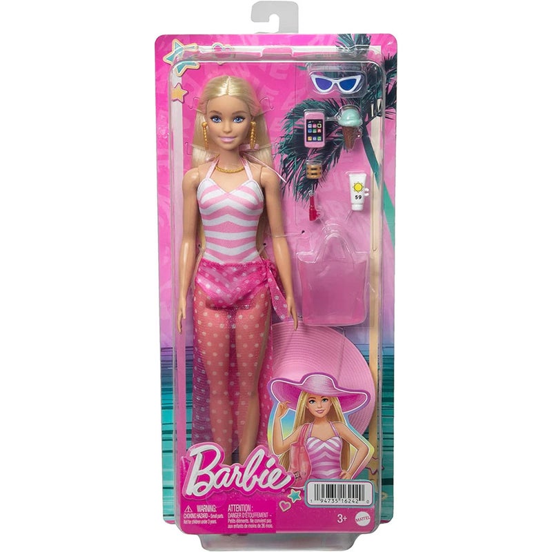 Buy Barbie Doll With Swimsuit And Beach-themed Accessories HPL73 - MyDeal