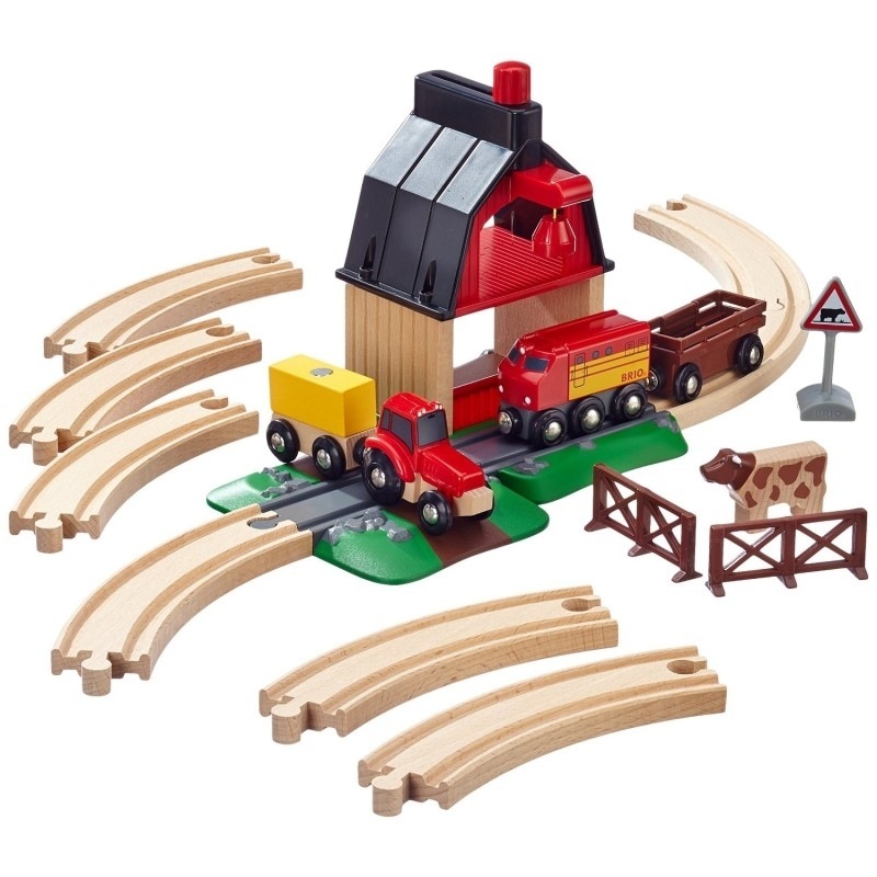 brio world farm railway set