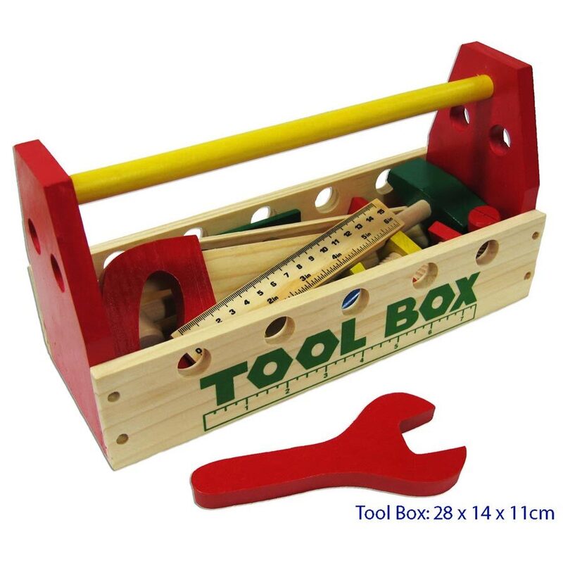 Fun Factory Wooden Educational Toys Toolbox with Wooden Tools