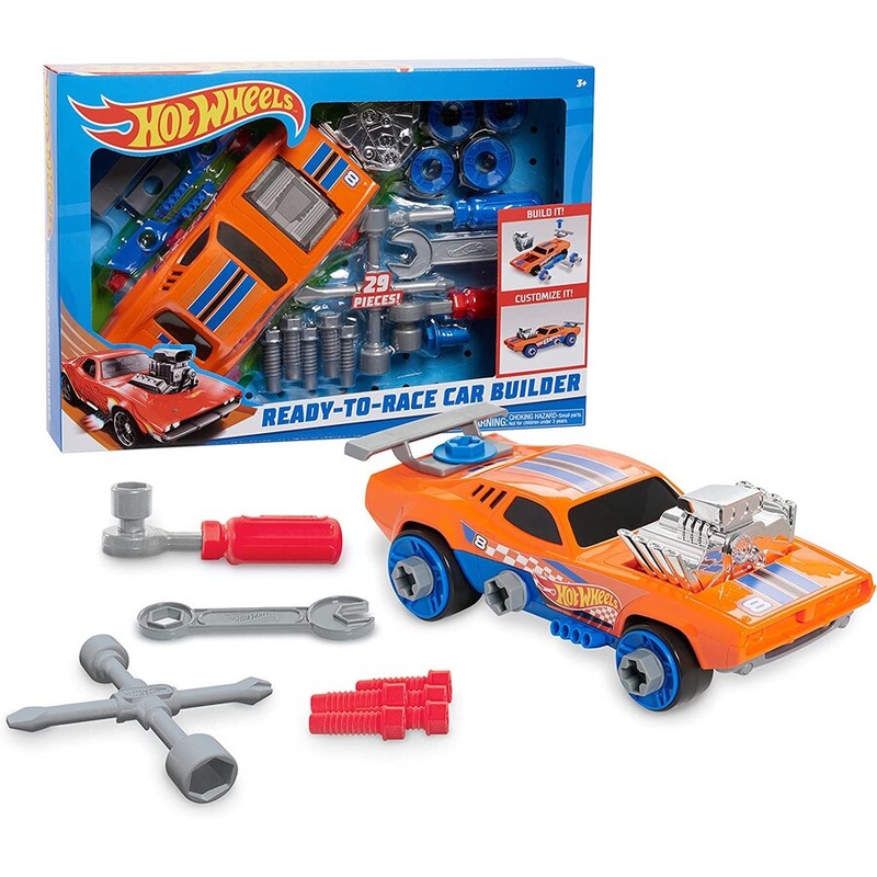 Buy Hot Wheels Ready to Race Car Builder Set Orange car MyDeal