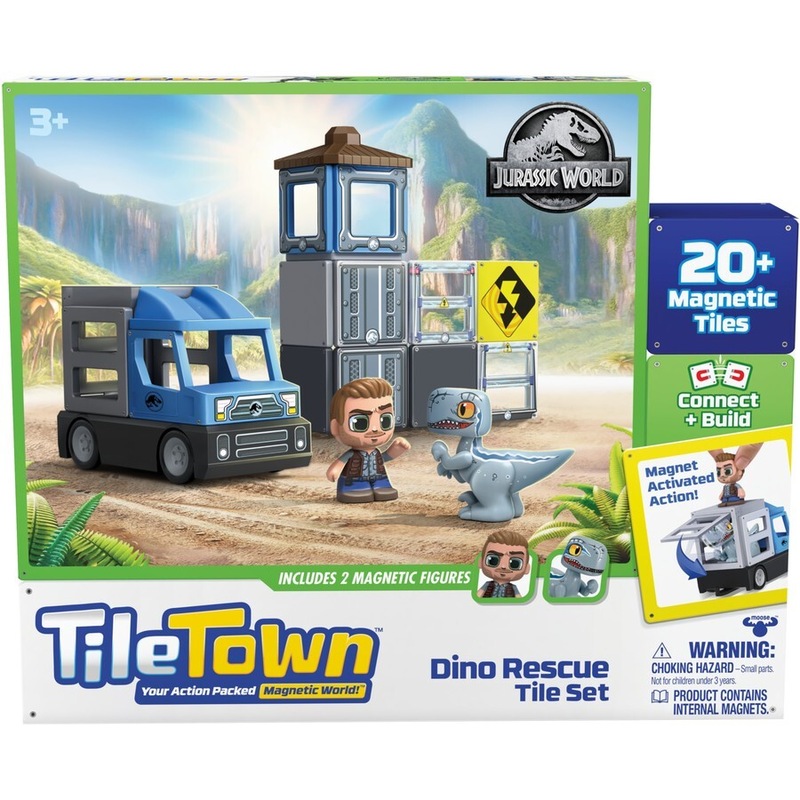 Buy Tile Town Jurassic World Dino Rescue Magnetic Tiles Playset - MyDeal