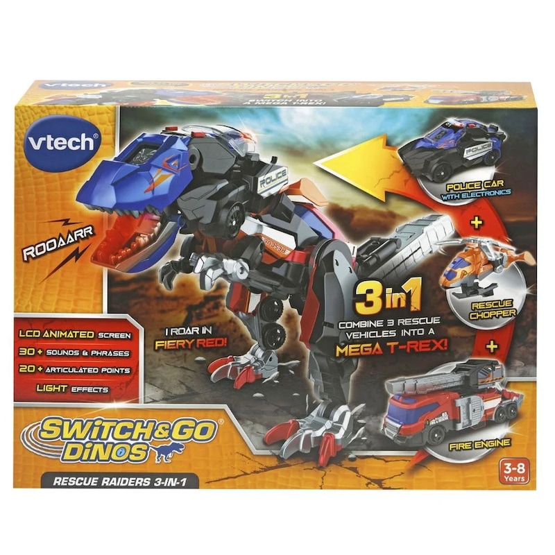 Buy VTech Switch & Go Dinos Rescue Raiders 3-in-1 T-Rex - MyDeal