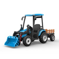 24V Kids Ride on Tractor with roof and trailer Farm Play Electric Ride on Car with Remote - Blue