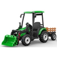 24V Kids Ride on Tractor with roof and trailer Farm Play Electric Ride on Car with Remote - Green