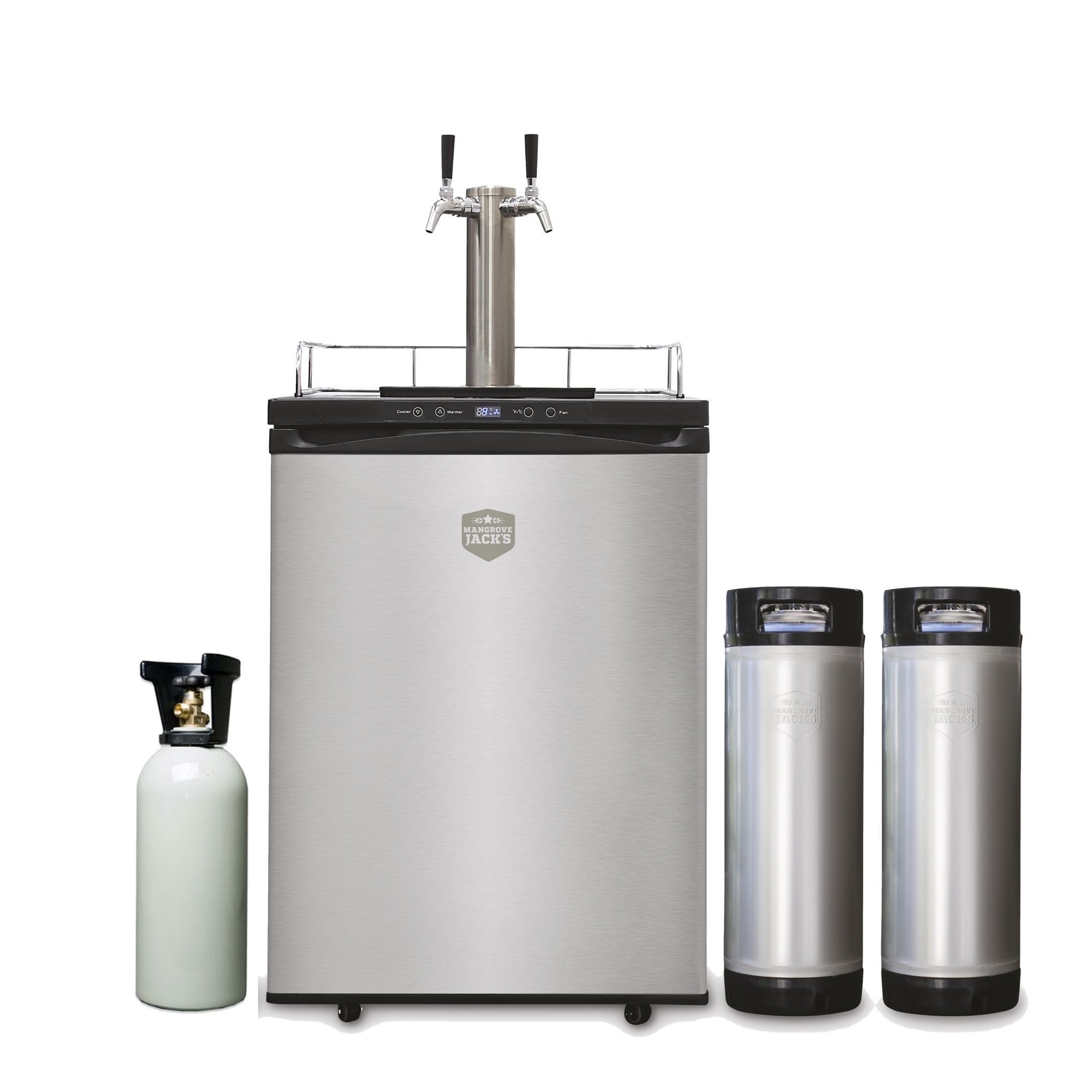 Mangrove Jacks Kegerator Double Tap 2x Taps with 2 New Kegs & CO2