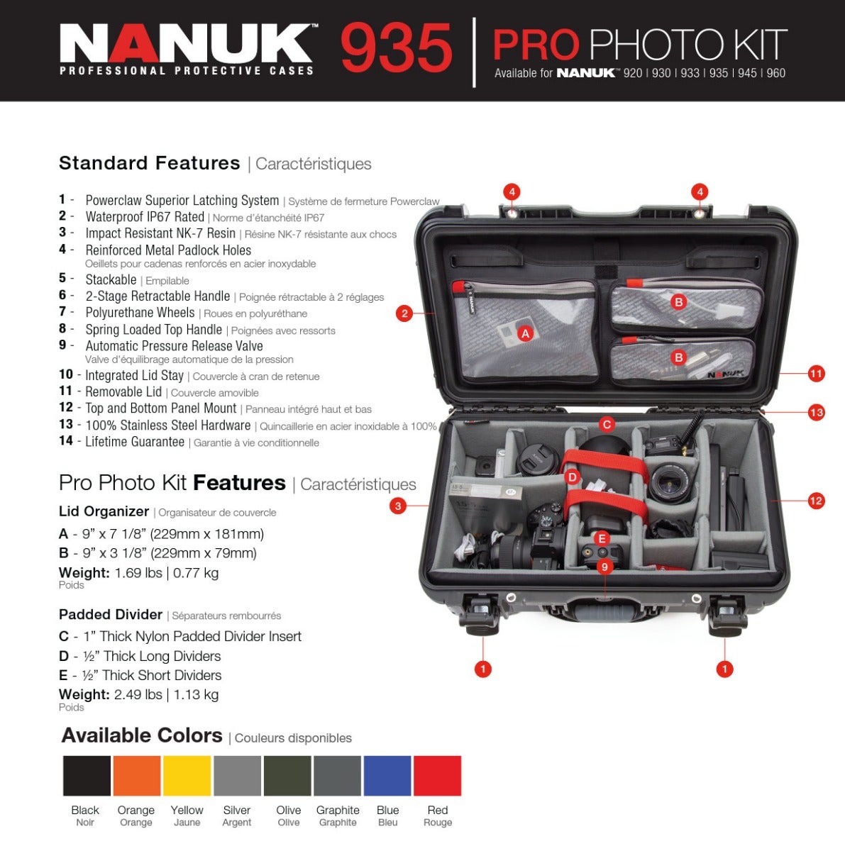 Buy Nanuk 935 Pro Photo Case with Lid Organiser and Padded Divider