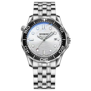 30M Waterproof Men Quartz Watch - White Steel With Luminous Surface