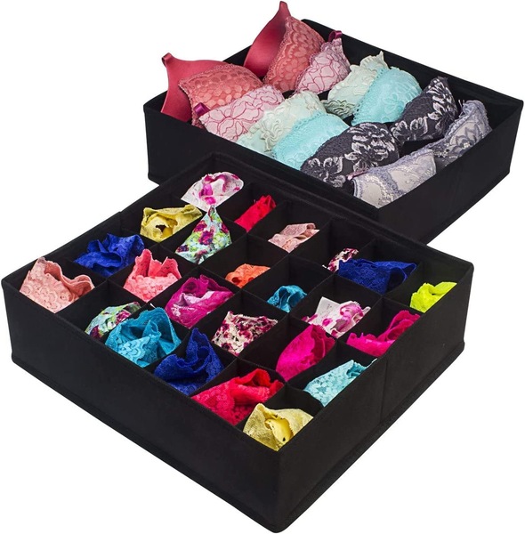 Buy 4 Pack Foldable Drawer Dividers Storage Boxes (Black) - MyDeal ...