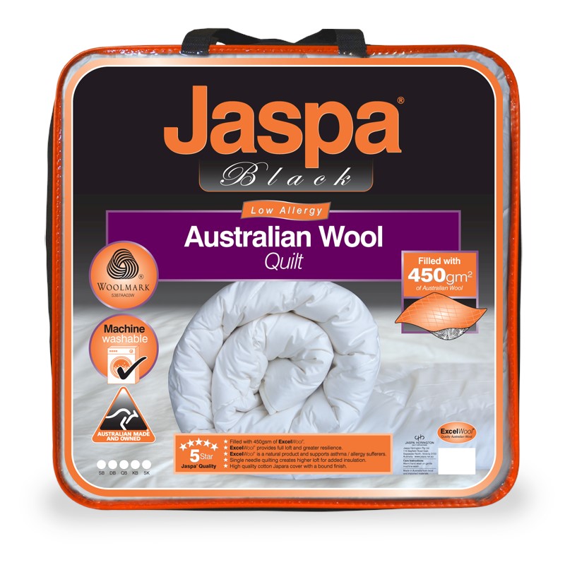 jaspa black australian wool quilt