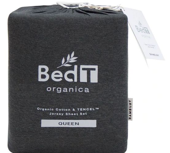 BedT Organica Jersey Cotton-Blend Sheet Set Charcoal Queen main image 1