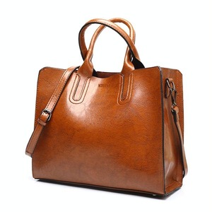 Large Leather Tote Bag For Women - Casual Shoulder Trunk Style