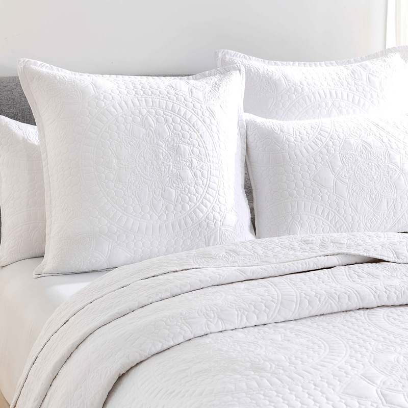 Buy Renee Taylor Asher Jacquard Coverlet Set White - MyDeal