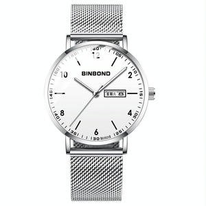 Ultra-Thin Waterproof Quartz Watch With Luminous Starry Design - White Net