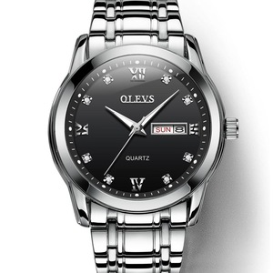 Waterproof Dual Calendar Quartz Watch For Men With Luminous Design - Black