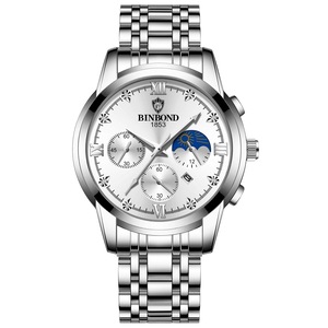 Waterproof Luminous Men Watch With Calendar - White Steel