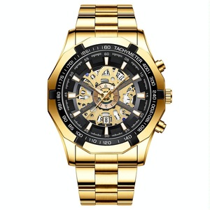 Waterproof Luminous Quartz Watch - Gold-Black-Gold - 30M
