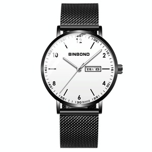 Waterproof Ultra-Thin Quartz Luminous Starry Watch - Black Net-Black-White - 30M